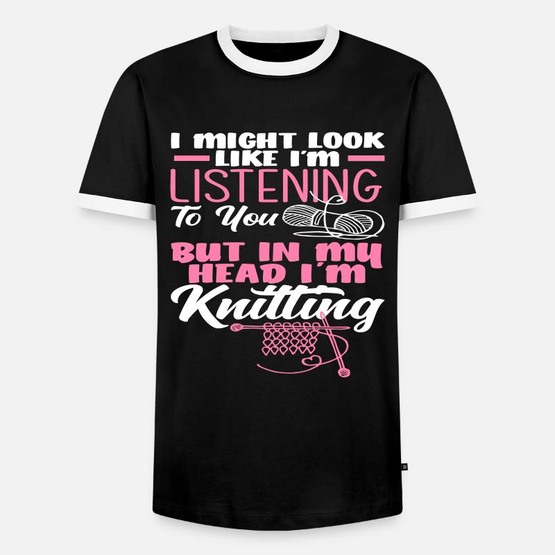 Thoughts while knitting - Men's Ringer Shirt - black/white