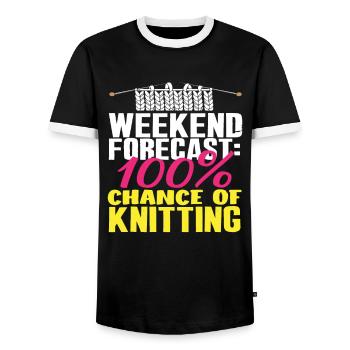 Weekend forecast: 100% knitting - Men's Ringer Shirt - black/white - Front - AI Model Female 172 light (172cm) & AI Model Male 178 light (178cm)