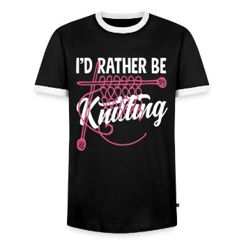 Better knitting than anything else - Men's Ringer Shirt - black/white - Front - AI Model Female 172 light (172cm) & AI Model Male 178 light (178cm)
