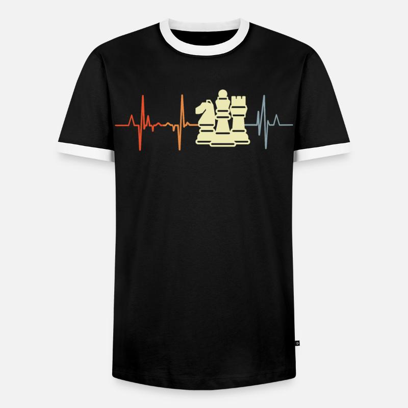 Chess Pieces Cardiogram - Men's Ringer Shirt - black/white