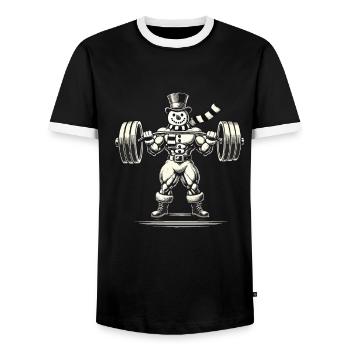 Bonhomme de neige fort avec haltérophilie - T-shirt contrasté Homme - noir/blanc - Devant - AI Model Female 172 light (172cm) & AI Model Male 178 light (178cm)