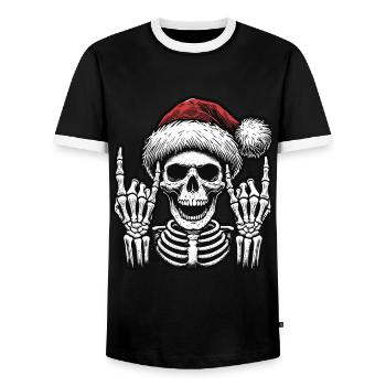 Christmas skull rocks winter - Men's Ringer Shirt - black/white - Front - AI Model Female 172 light (172cm) & AI Model Male 178 light (178cm)