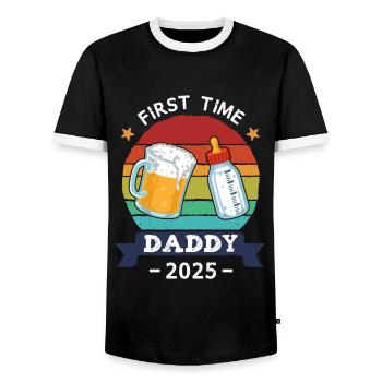 First Time Daddy 2025 - Männer Kontrast-T-Shirt - Schwarz/Weiß - Vorne - AI Model Female 172 light (172cm) & AI Model Male 178 light (178cm)