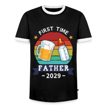 First Time Father 2029 - Männer Kontrast-T-Shirt - Schwarz/Weiß - Vorne - AI Model Female 172 light (172cm) & AI Model Male 178 light (178cm)