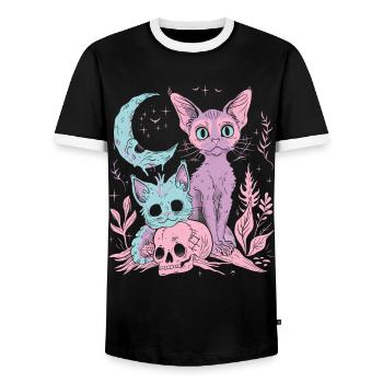 Kawaii Cat Pastel Goth Teuflisch - Männer Kontrast-T-Shirt - Schwarz/Weiß - Vorne - AI Model Female 172 light (172cm) & AI Model Male 178 light (178cm)