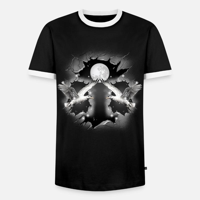 Möwe mystisch maritim Möwen - Männer Kontrast-T-Shirt - Schwarz/Weiß
