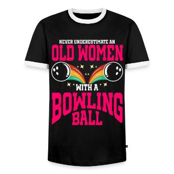 Bowling Ball Bowler - Männer Kontrast-T-Shirt - Schwarz/Weiß - Vorne - AI Model Female 172 light (172cm) & AI Model Male 178 light (178cm)