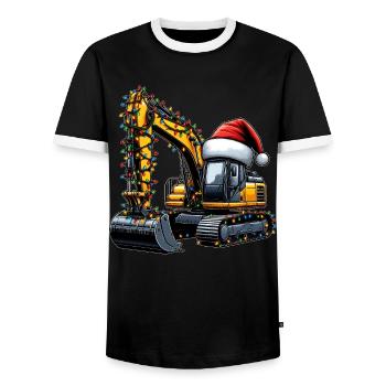 Opérateur d’excavation en construction du chapeau de Noël HEO - T-shirt contrasté Homme - noir/blanc - Devant - AI Model Female 172 light (172cm) & AI Model Male 178 light (178cm)