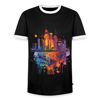 Rotterdam - Men's Ringer Shirt - black/white - Front - AI Model Female 172 light (172cm) & AI Model Male 178 light (178cm)