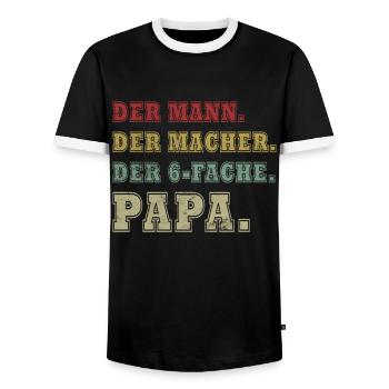Vater 6 Kinder Vater 6 Kinder sechsfacher Vater - Männer Kontrast-T-Shirt - Schwarz/Weiß - Vorne - AI Model Female 172 light (172cm) & AI Model Male 178 light (178cm)