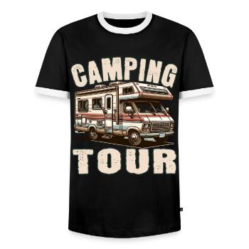 Camping - Men's Ringer Shirt - black/white - Front - AI Model Female 172 light (172cm) & AI Model Male 178 light (178cm)