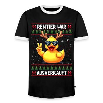 Rentier war ausverkauft Lustiges Weihnachten Elch - Männer Kontrast-T-Shirt - Schwarz/Weiß - Vorne - AI Model Female 172 light (172cm) & AI Model Male 178 light (178cm)