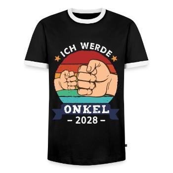 Ich werde Onkel 2028 - Männer Kontrast-T-Shirt - Schwarz/Weiß - Vorne - AI Model Female 172 light (172cm) & AI Model Male 178 light (178cm)