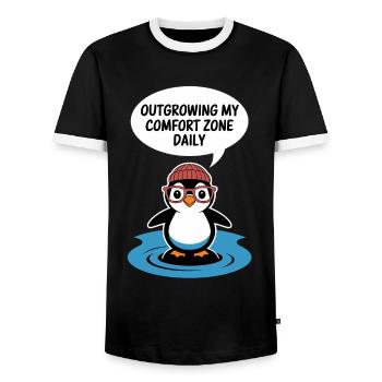 Grow Beyond Me Daily With Penguin - Men's Ringer Shirt - black/white - Front - AI Model Female 172 light (172cm) & AI Model Male 178 light (178cm)