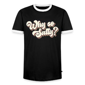 Why So Salty? Retro 80s Vintage - Men's Ringer Shirt - black/white - Front - AI Model Female 172 light (172cm) & AI Model Male 178 light (178cm)