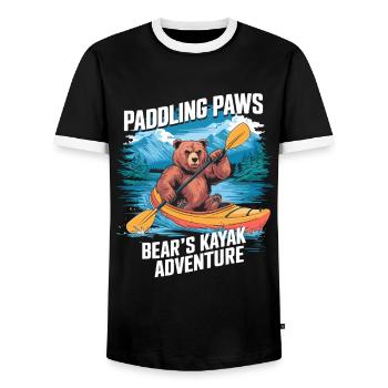 Paddling Paws Bear's Kayak Adventure - Männer Kontrast-T-Shirt - Schwarz/Weiß - Vorne - AI Model Female 172 light (172cm) & AI Model Male 178 light (178cm)