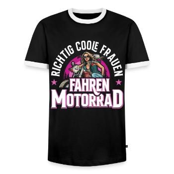 Cool Motorcyclist Biker Saying Motorcycle - Men's Ringer Shirt - black/white - Front - AI Model Female 172 light (172cm) & AI Model Male 178 light (178cm)