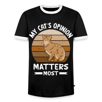 Drôle de dicton de chat - T-shirt contrasté Homme - noir/blanc - Devant - AI Model Female 172 light (172cm) & AI Model Male 178 light (178cm)