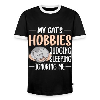 Drôle de dicton de chat - T-shirt contrasté Homme - noir/blanc - Devant - AI Model Female 172 light (172cm) & AI Model Male 178 light (178cm)