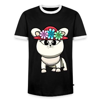 Chat Chats Chaton - T-shirt contrasté Homme - noir/blanc - Devant - AI Model Female 172 light (172cm) & AI Model Male 178 light (178cm)