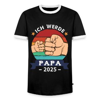 Ich werde Papa 2025 Schwangerschaft Werdender Papa - Männer Kontrast-T-Shirt - Schwarz/Weiß - Vorne - AI Model Female 172 light (172cm) & AI Model Male 178 light (178cm)