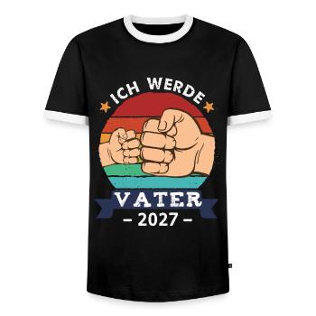 Ich werde Vater 2027 Schwangerschaft Werdender - Männer Kontrast-T-Shirt - Schwarz/Weiß - Vorne - AI Model Female 172 light (172cm) & AI Model Male 178 light (178cm)