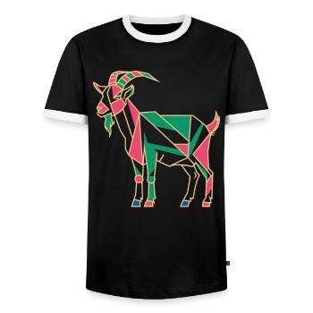 geomGéométrique Ferme Animal Graphique Chèvre Coloré - T-shirt contrasté Homme - noir/blanc - Devant - AI Model Female 172 light (172cm) & AI Model Male 178 light (178cm)