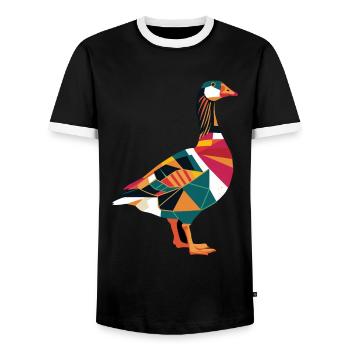 Géométrique Animal de la Ferme Graphique Oie - T-shirt contrasté Homme - noir/blanc - Devant - AI Model Female 172 light (172cm) & AI Model Male 178 light (178cm)