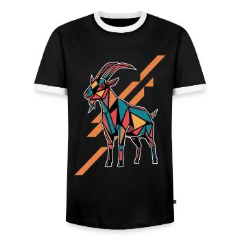 Geometric Farm Animal Graphic Colorful - Men's Ringer Shirt - black/white - Front - AI Model Female 172 light (172cm) & AI Model Male 178 light (178cm)
