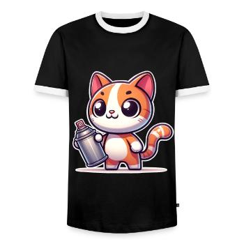 Cat Graffiti - Men's Ringer Shirt - black/white - Front - AI Model Female 172 light (172cm) & AI Model Male 178 light (178cm)