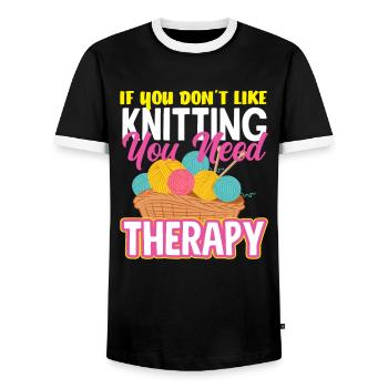 Wenn Du Stricken Nicht Magst Brauchst Du Therapie - Männer Kontrast-T-Shirt - Schwarz/Weiß - Vorne - AI Model Female 172 light (172cm) & AI Model Male 178 light (178cm)