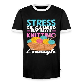 Le stress survient sans tricoter - T-shirt contrasté Homme - noir/blanc - Devant - AI Model Female 172 light (172cm) & AI Model Male 178 light (178cm)