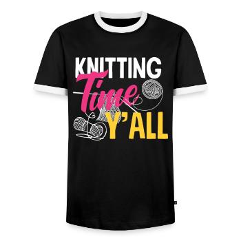 Du temps pour tricoter pour vous tous - T-shirt contrasté Homme - noir/blanc - Devant - AI Model Female 172 light (172cm) & AI Model Male 178 light (178cm)