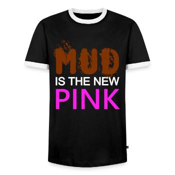 MUD is the new PINK - Confident - Dirty pig - Men's Ringer Shirt - black/white - Front - AI Model Female 172 light (172cm) & AI Model Male 178 light (178cm)