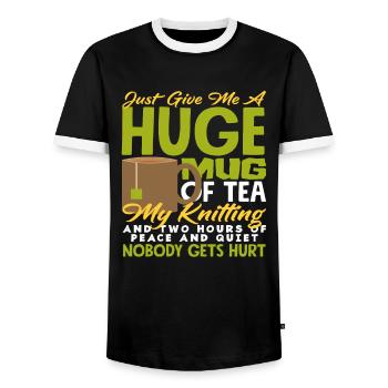 Knitting, tea and rest for harmony - Men's Ringer Shirt - black/white - Front - AI Model Female 172 light (172cm) & AI Model Male 178 light (178cm)