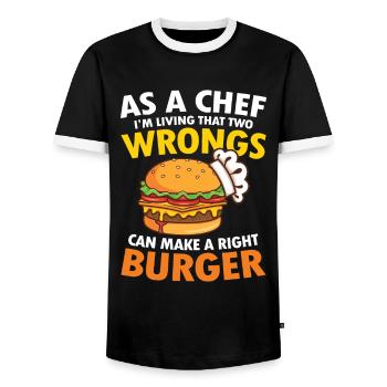 Make a right Burger für einen Burger Esser - Männer Kontrast-T-Shirt - Schwarz/Weiß - Vorne - AI Model Female 172 light (172cm) & AI Model Male 178 light (178cm)