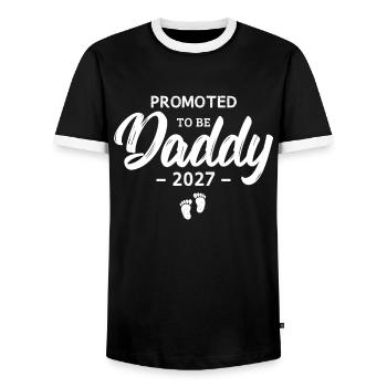 Promu pour être papa 2027 - T-shirt contrasté Homme - noir/blanc - Devant - AI Model Female 172 light (172cm) & AI Model Male 178 light (178cm)