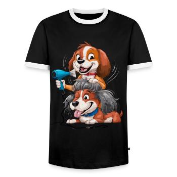 Dog Groomer Hundfriseur für einen Hundfriseur - Männer Kontrast-T-Shirt - Schwarz/Weiß - Vorne - AI Model Female 172 light (172cm) & AI Model Male 178 light (178cm)