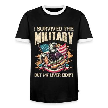 Veteran Medicated Dysfunctional - Männer Kontrast-T-Shirt - Schwarz/Weiß - Vorne - AI Model Female 172 light (172cm) & AI Model Male 178 light (178cm)