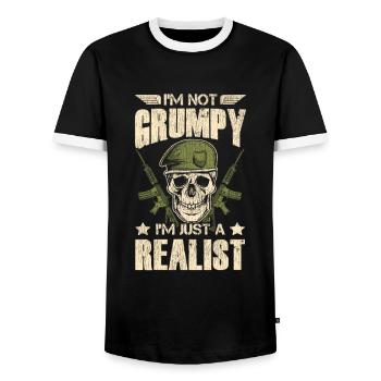 Veteran Medicated Dysfunctional - Männer Kontrast-T-Shirt - Schwarz/Weiß - Vorne - AI Model Female 172 light (172cm) & AI Model Male 178 light (178cm)