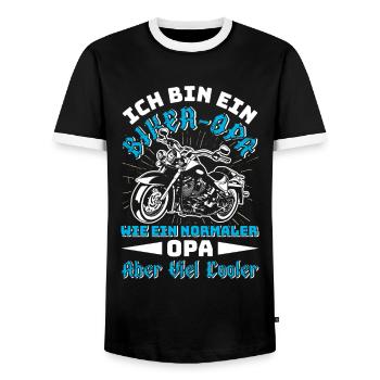 Opi BIN EIN BIKER OPA Lustiges Motorrad Fahrer - Männer Kontrast-T-Shirt - Schwarz/Weiß - Vorne - AI Model Female 172 light (172cm) & AI Model Male 178 light (178cm)