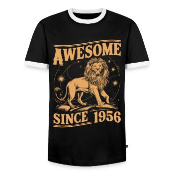 Leo Astrological Sign Zodiac Birthday Year 1956Leo - Männer Kontrast-T-Shirt - Schwarz/Weiß - Vorne - AI Model Female 172 light (172cm) & AI Model Male 178 light (178cm)