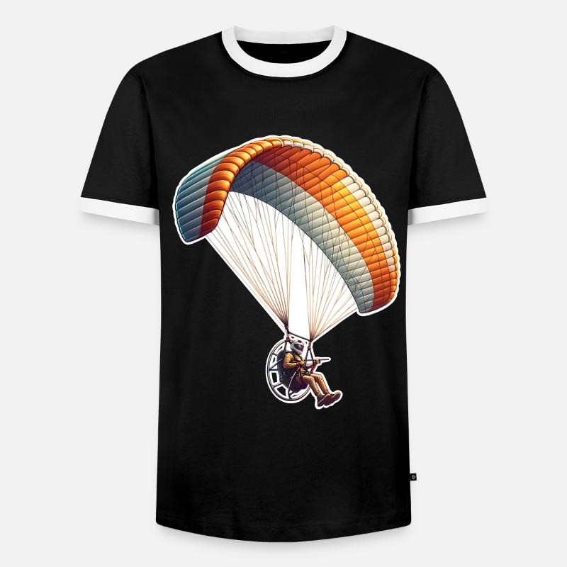 Motorschirm Paramotor - Men's Ringer Shirt - black/white