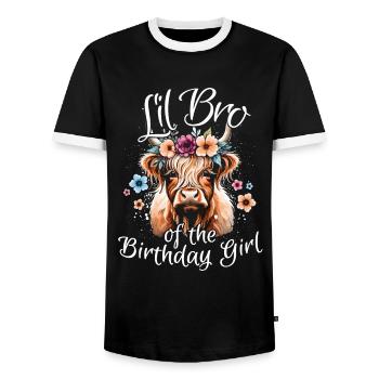 Lil Bro Of The Birthday Girl - Men's Ringer Shirt - black/white - Front - AI Model Female 172 light (172cm) & AI Model Male 178 light (178cm)