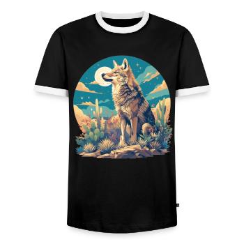 Kojoten Kojote - Männer Kontrast-T-Shirt - Schwarz/Weiß - Vorne - AI Model Female 172 light (172cm) & AI Model Male 178 light (178cm)