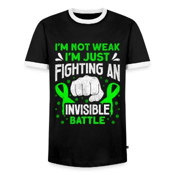 Wear Green Lyme Disease Awareness - Men's Ringer Shirt - black/white - Front - AI Model Female 172 light (172cm) & AI Model Male 178 light (178cm)
