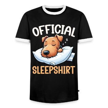Maison de couchage officielle Airedale Terrier - T-shirt contrasté Homme - noir/blanc - Devant - AI Model Female 172 light (172cm) & AI Model Male 178 light (178cm)