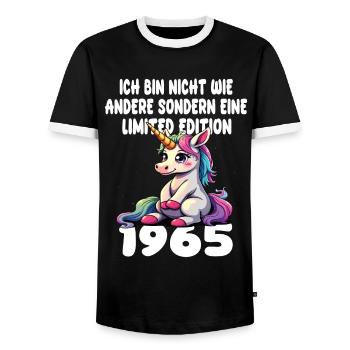 Edition Limitée 1965 Anniversaire 1965 Naissance - T-shirt contrasté Homme - noir/blanc - Devant - AI Model Female 172 light (172cm) & AI Model Male 178 light (178cm)