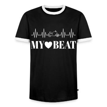 Motard Motard Heartbeat ECG Moto - T-shirt contrasté Homme - noir/blanc - Devant - AI Model Female 172 light (172cm) & AI Model Male 178 light (178cm)