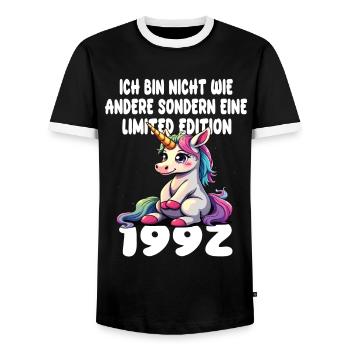 Limited Edition 1992 Geburtstag 1992 Geboren - Männer Kontrast-T-Shirt - Schwarz/Weiß - Vorne - AI Model Female 172 light (172cm) & AI Model Male 178 light (178cm)